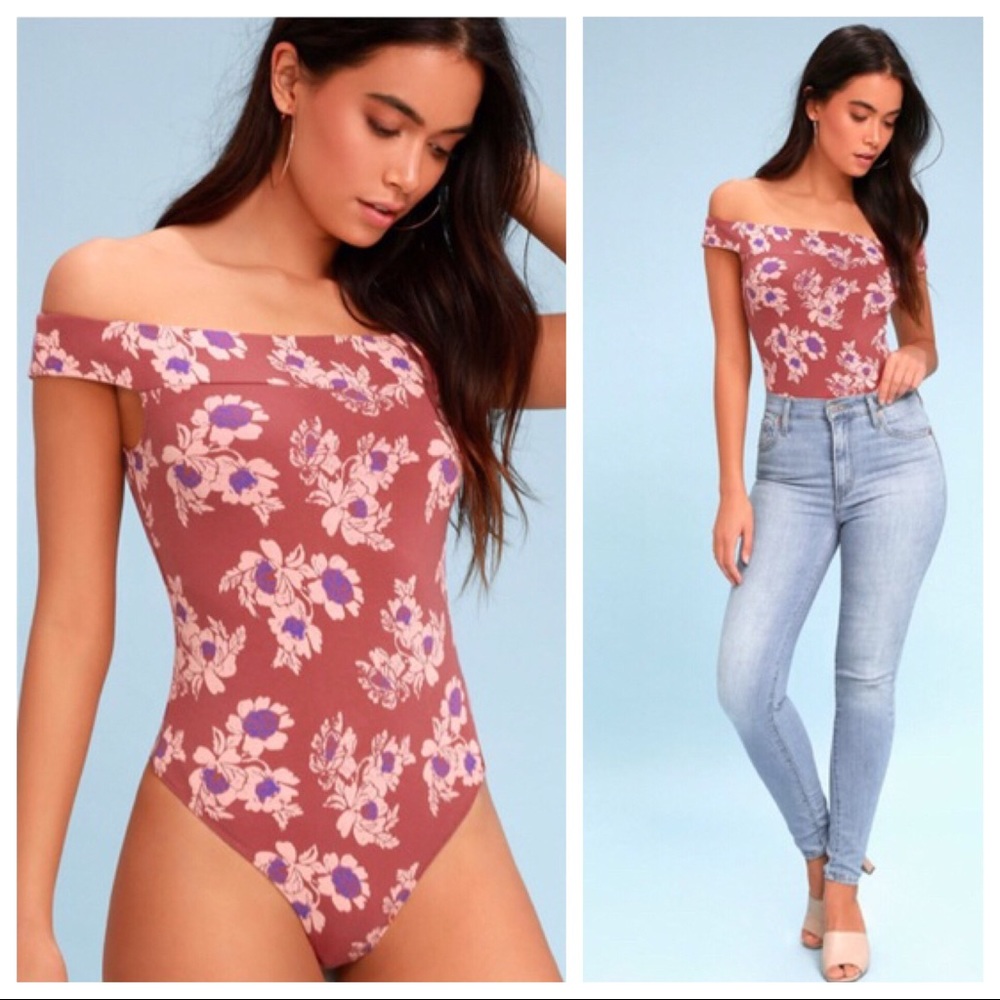 💋Free People Floral Bodysuit Size L